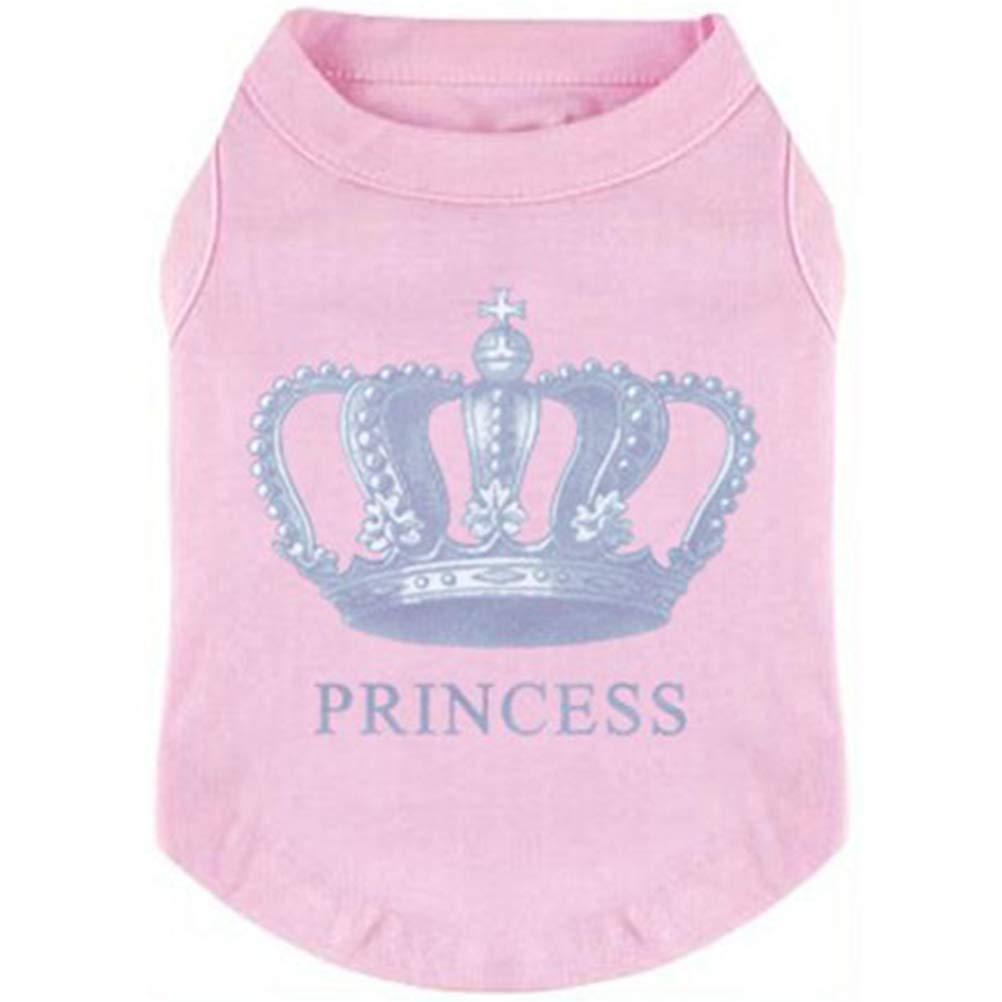 [Australia] - EXPAWLORER Prince Fashion Pet T-Shirt Small Dog Cat Vest Clothes Puppy Costumes for Chihuahua Yorkshire Terrier Light Pink 