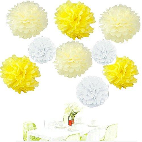 Since 18pcs 8inch 10 inch 14 inch Tissue Paper Pom-poms White Yellow Ivory Outdoor Decoration Tissue Paper Pom Poms Party Balls Wedding Christmas Xmas Decoration - PawsPlanet Australia