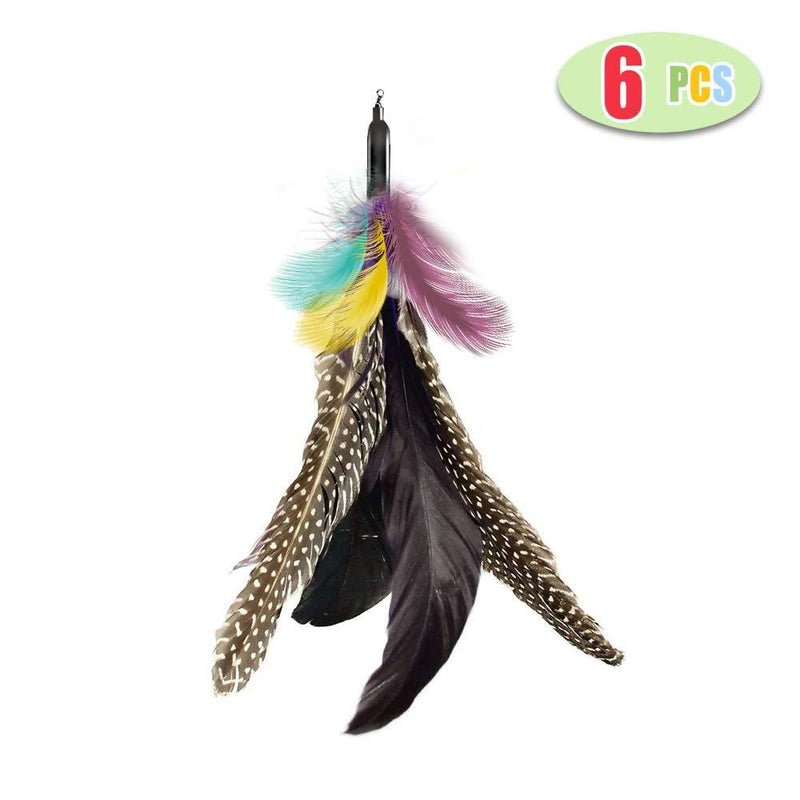 [Australia] - Highland Farms Select Handmade Natural Feather Cat Toy Da Bird Refills - Interactive Cat and Kitten Toy Only 6 Packs Feather Cat Toys 