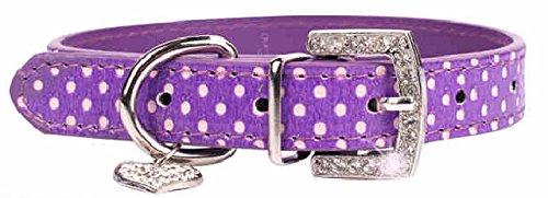[Australia] - Pet's House Dog Collars for Small Dogs Girl Bling Leather Purple Pink Red Boy Male Female Sports Prime Soft Rhinestones Comfortable Medium Large 