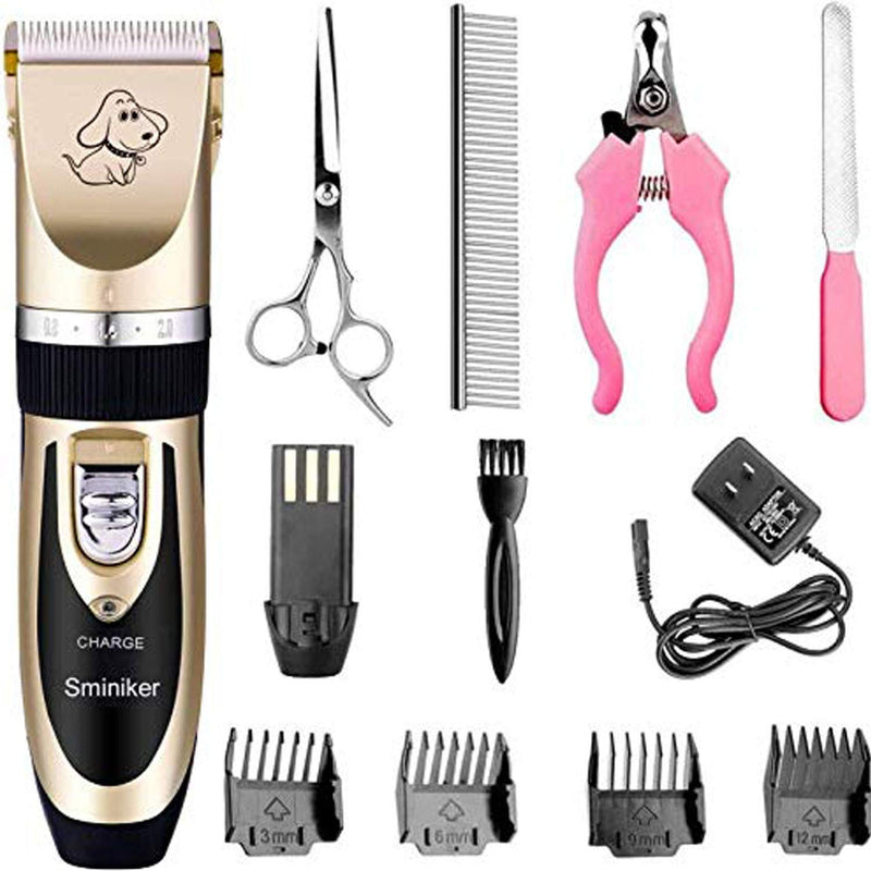 Sminiker Professional Rechargeable Cordless Dogs Cats Horse Grooming Clippers - Professional Pet Hair Clippers with Comb Guides for Dogs Cats Horses and Other House Animals Pet Grooming Kit - PawsPlanet Australia