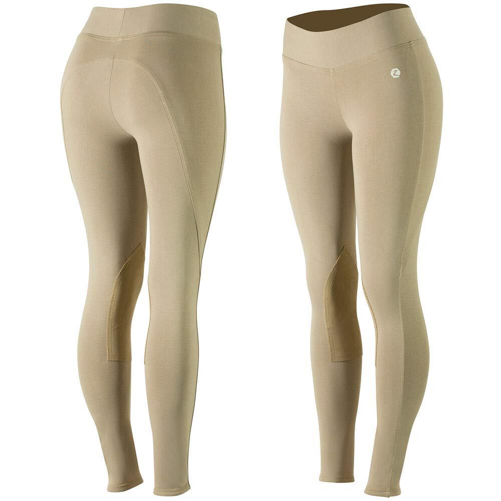 Horze Women's Active Knee Patch Tights Light Brown 28 - PawsPlanet Australia