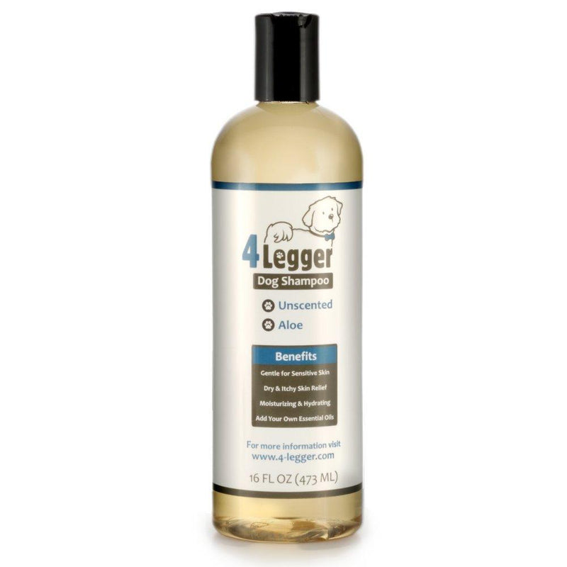 [Australia] - 4-Legger Certified Organic Hypoallergenic All Natural Aloe Dog Shampoo - Unscented - Gentle Moisturizing - Conditioning for Soothing Relief of Dry, Itchy, Sensitive Allergy Skin - Made in USA - 16 oz 