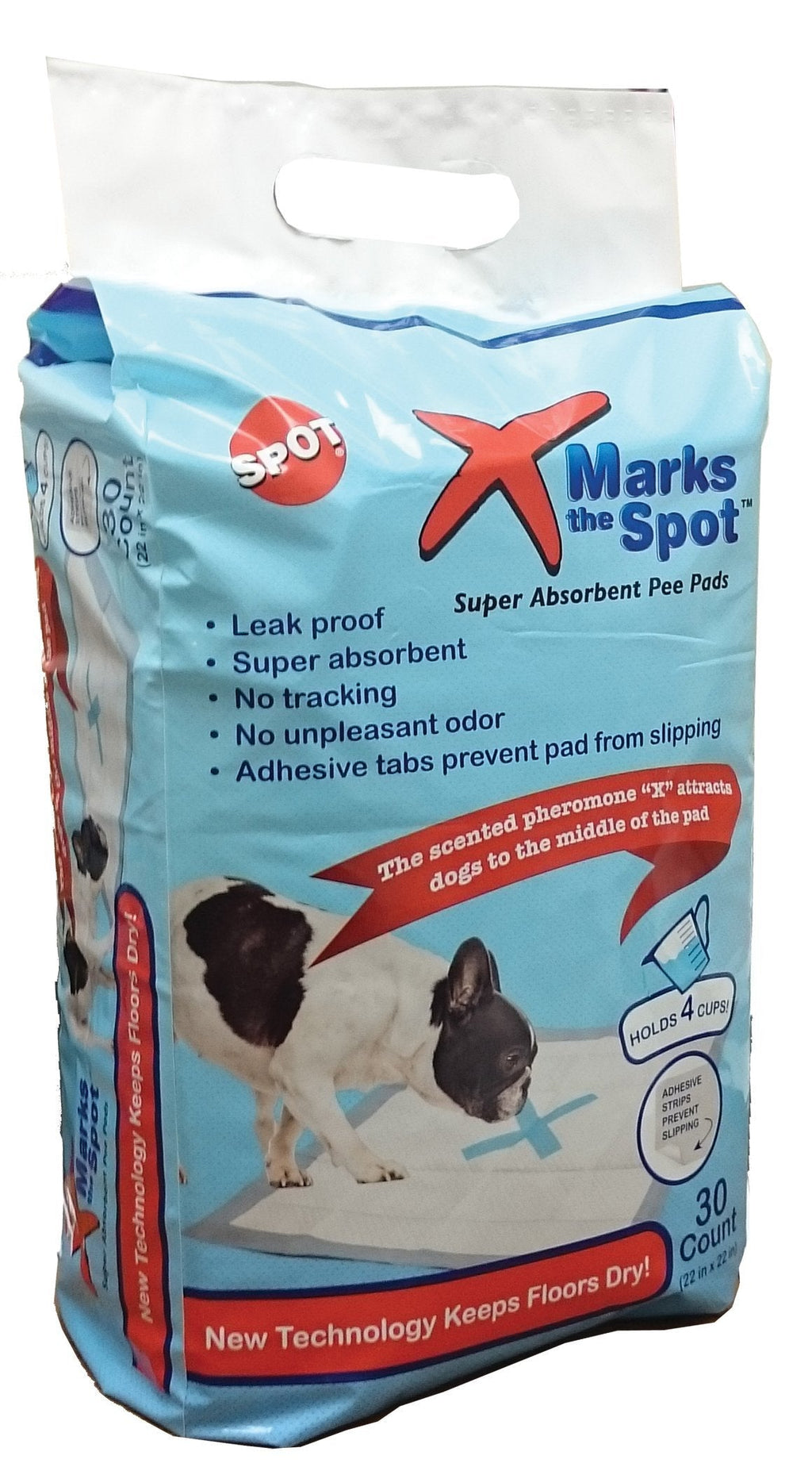 [Australia] - SPOT X Marks The Extra Absorbent Pee Pads | Puppy Pads | Puppy Pads with Adhesive | Training Pads | Dog Pads | Dog Pee Pads | Dog Potty Pads | Adhesive Strips | 22"X22" | 30 CT 