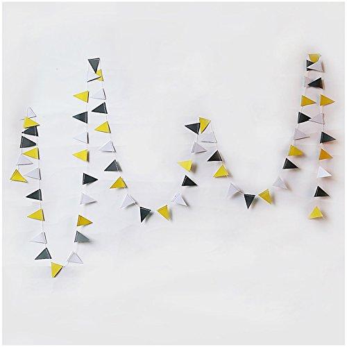 Raylinedo 9X Yellow Grey And White Paper Garland For Wedding Birthday Anniversary Party Christmas Girls Room Decoration Triangle - PawsPlanet Australia
