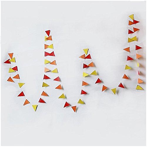 RayLineDo 3X Yellow Rrange and Red Paper Garland for Wedding Birthday Anniversary Party Christmas Girls Room Decoration Triangle - PawsPlanet Australia