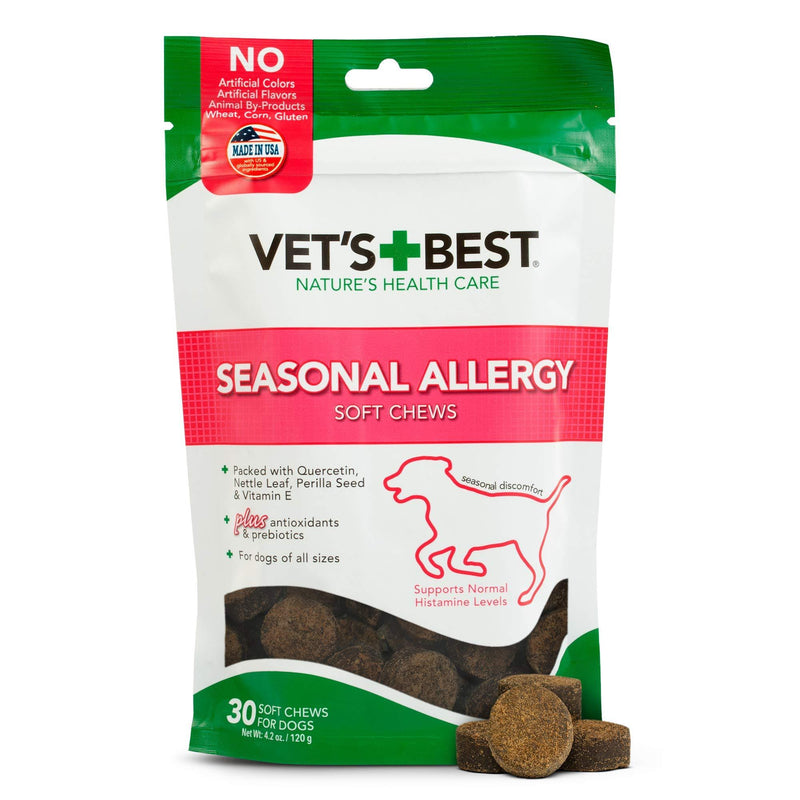 Vet's Best Seasonal Allergy Soft Chew Dog Supplements | Soothes Dogs Skin Irritation Due to Seasonal Allergies 30 Count (Pack of 1) - PawsPlanet Australia
