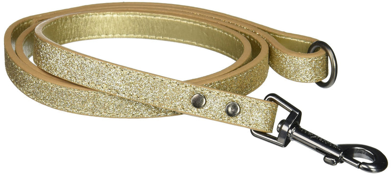 [Australia] - Bow & Arrow PU Leather Glitter Gold Dog Collar with Pewter Hardware, Dog Collar for Dogs Leash 5/8" x 4' 