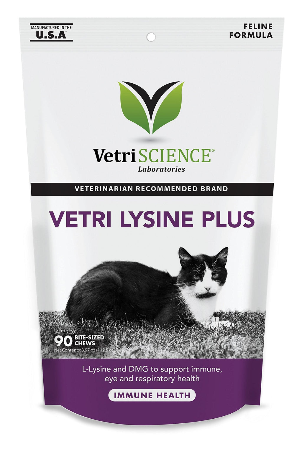 VetriScience Laboratories - Vetri Lysine Plus, Immune Support Supplement for Cats, 90 Bite Sized Chews - PawsPlanet Australia