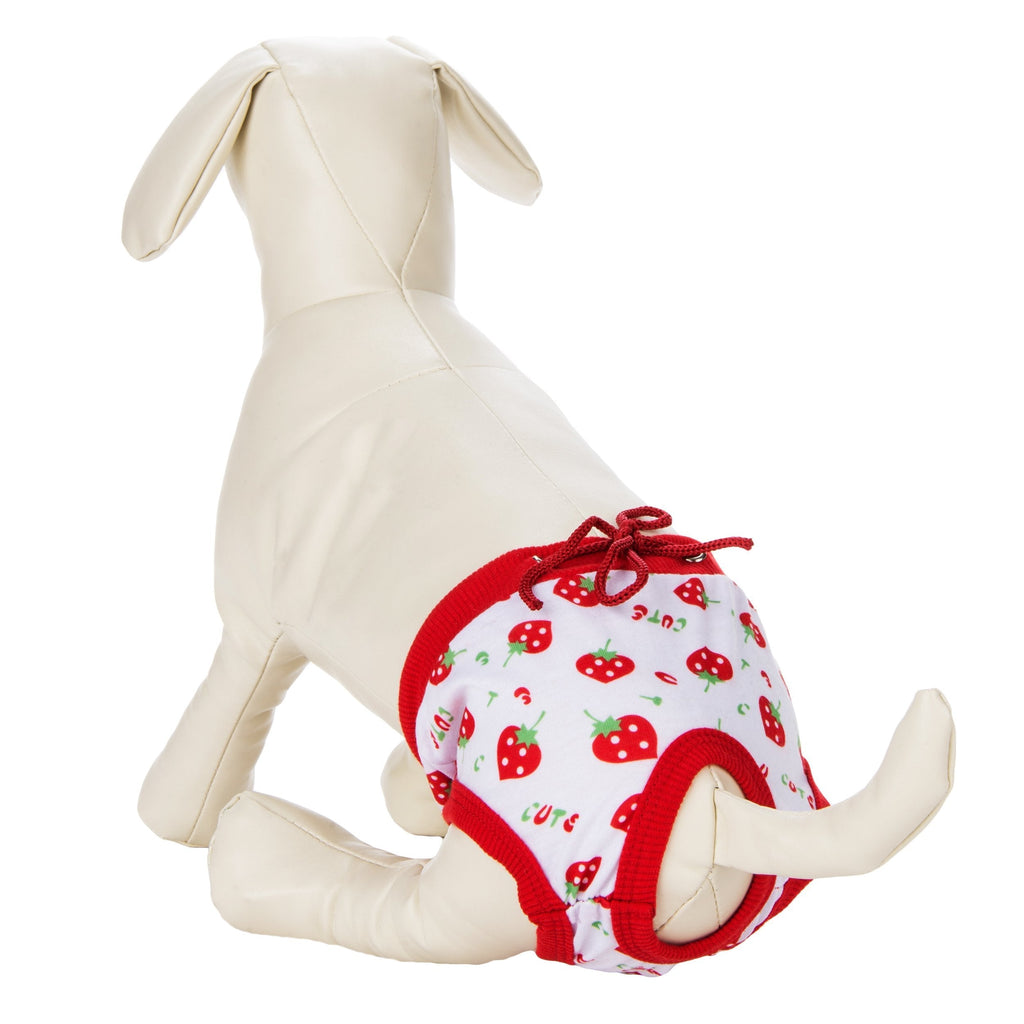 [Australia] - CueCue Pet Cozy Cotton Strawberry Pet Sanitary Underwear X-Large Red/White 