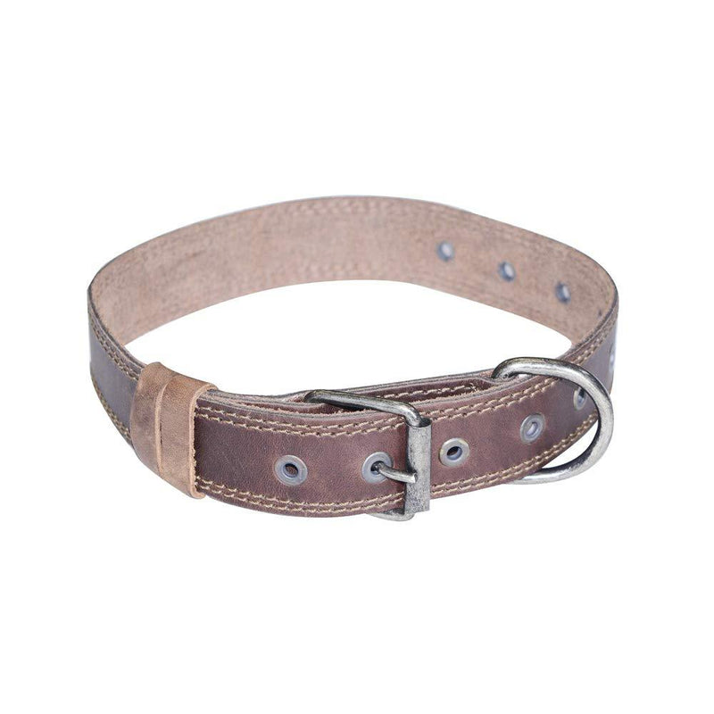 [Australia] - Hide & Drink Rustic Leather Dog Collar For Medium Size Dog (10 to 19 Inches) Handmade, Bourbon Brown 