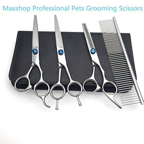 [Australia] - Maxshop Dog Scissors,Professional Durable Stainless Steel Pet Grooming Scissors,for Dog Cat Hair Cutting,Comfortable, Functional and Ergonomic (7.0 inches-3 sets with comb (Blue) 