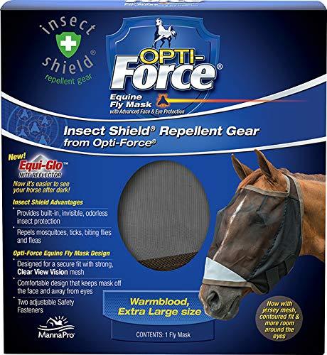 Opti-Force Equine Fly Mask | Horse Fly Mask with UV Protection and Insect Repellent | Adjustable Fit for Comfort | Without Ears XL - PawsPlanet Australia