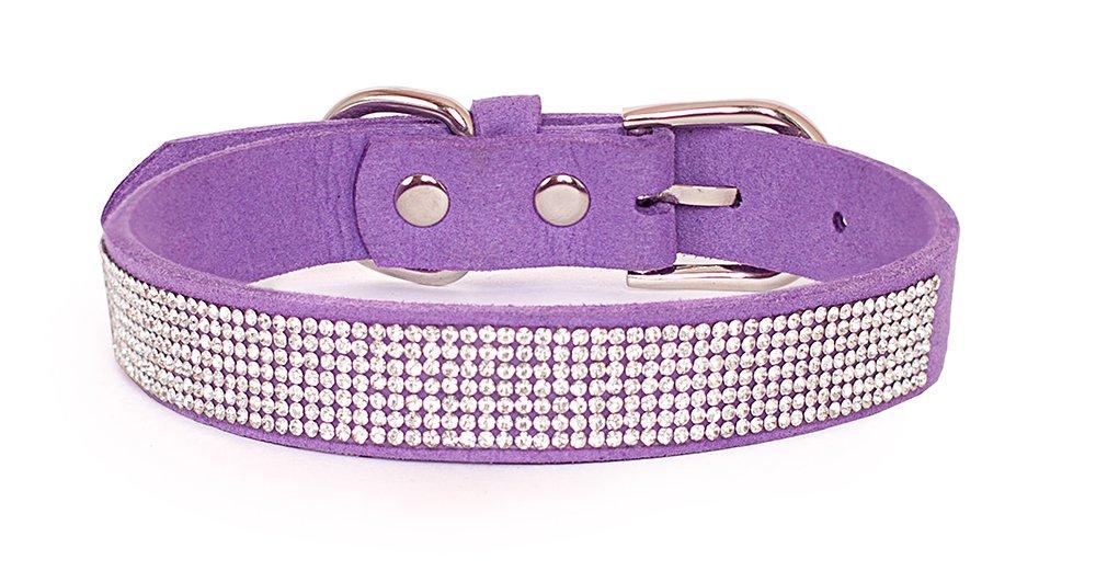 [Australia] - Reopet Trade; Bling Dog Collar - Sparkly Rhinestone Studded Small & Medium Dog & Kitty Collar 5/8"*11.5-14" Purple 