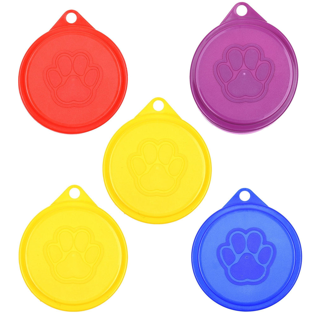 [Australia] - COSMOS Pack of 5 Pet Cat Dog Food Storage Can Covers Lids, Random Color 