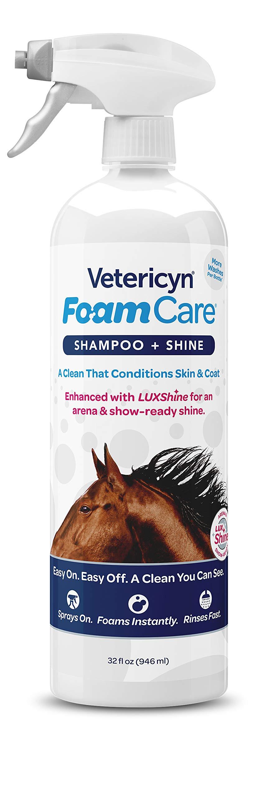 [Australia] - Vetericyn FoamCare Horse Shampoo | Equine Shampoo with Aloe to Promote Healthy Skin and Coat - Paraben Free - Cleans, Moisturizes, and Conditions Horse's Coat - Instant Foam Shampoo - 32-Ounce 