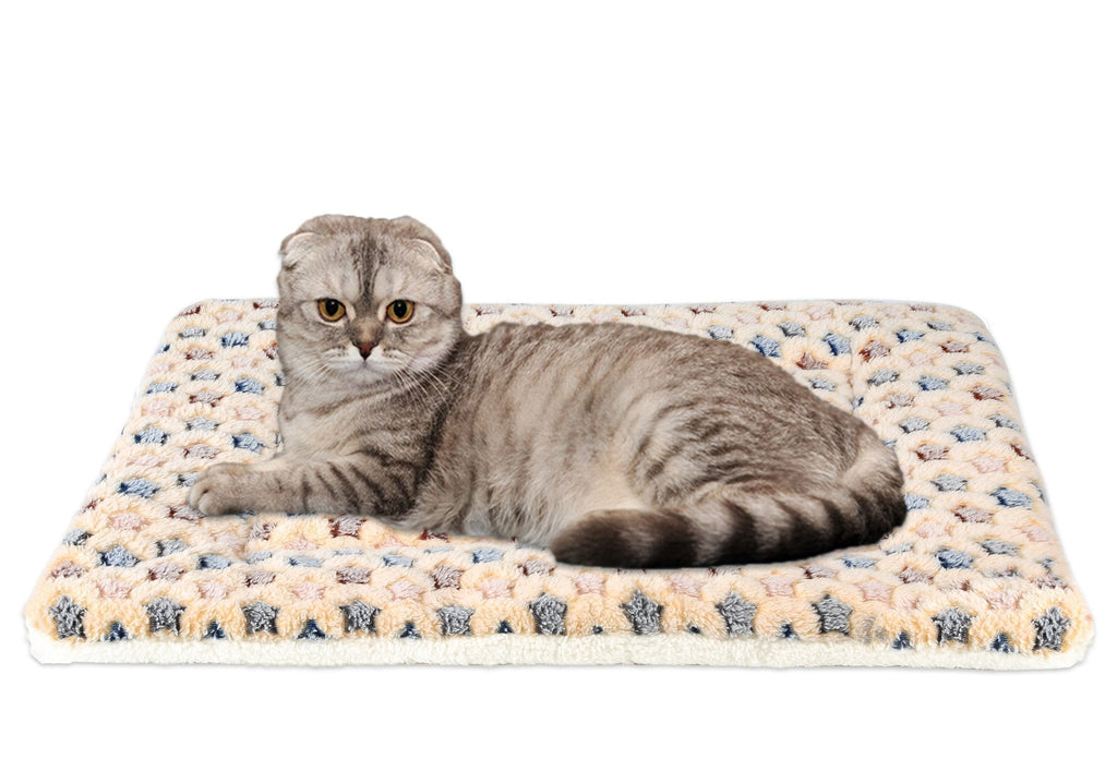 Ultra Soft Pet (Dog/Cat) Bed Mat with Cute Prints | Reversible Fleece Dog Crate Kennel Pad | Machine Washable Pet Bed Liner (X-Small, Brown) X-Small - PawsPlanet Australia