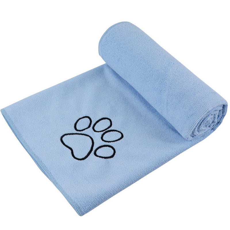 SUNLAND Microfiber Dog Towel Ultra Soft Pet Bath Towel Super Absorbent Pet Drying Towel for Small Medium Large Dogs and Cats 30Inch x 50Inch Light blue - PawsPlanet Australia