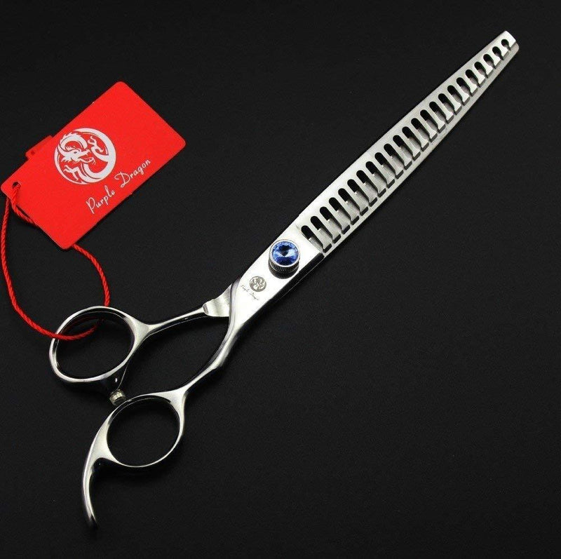 [Australia] - Purple Dragon Professional Pet Grooming Shears Dog/Poodle Cutting/Blending/Thinning/Chunker Scissors with Leather Bag for Pet Groomer Set 12 