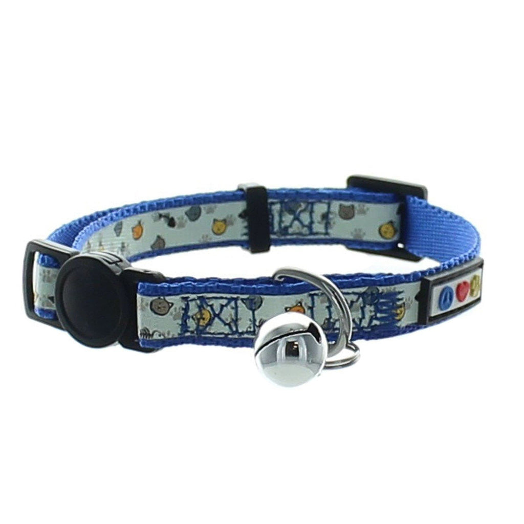 Pawtitas Glow in The Dark Cat Collar with Safety Buckle and Removable Bell Cat Collar Kitten Collar Cat Collar Blue - PawsPlanet Australia