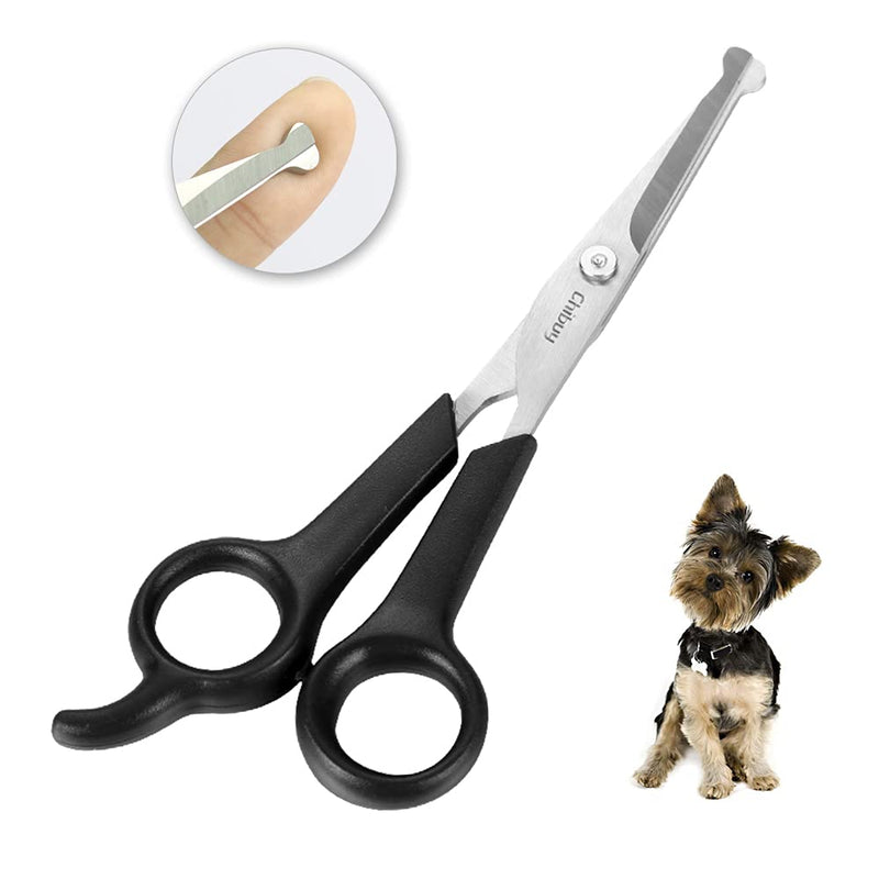 Chibuy Professional Pet Grooming Scissors with Round Tip Stainless Steel Dog Eye Cutter for Dogs and Cats, Professional Grooming Tool, Size 6.70" x 2.6" x 0.43" 1. Grey - PawsPlanet Australia