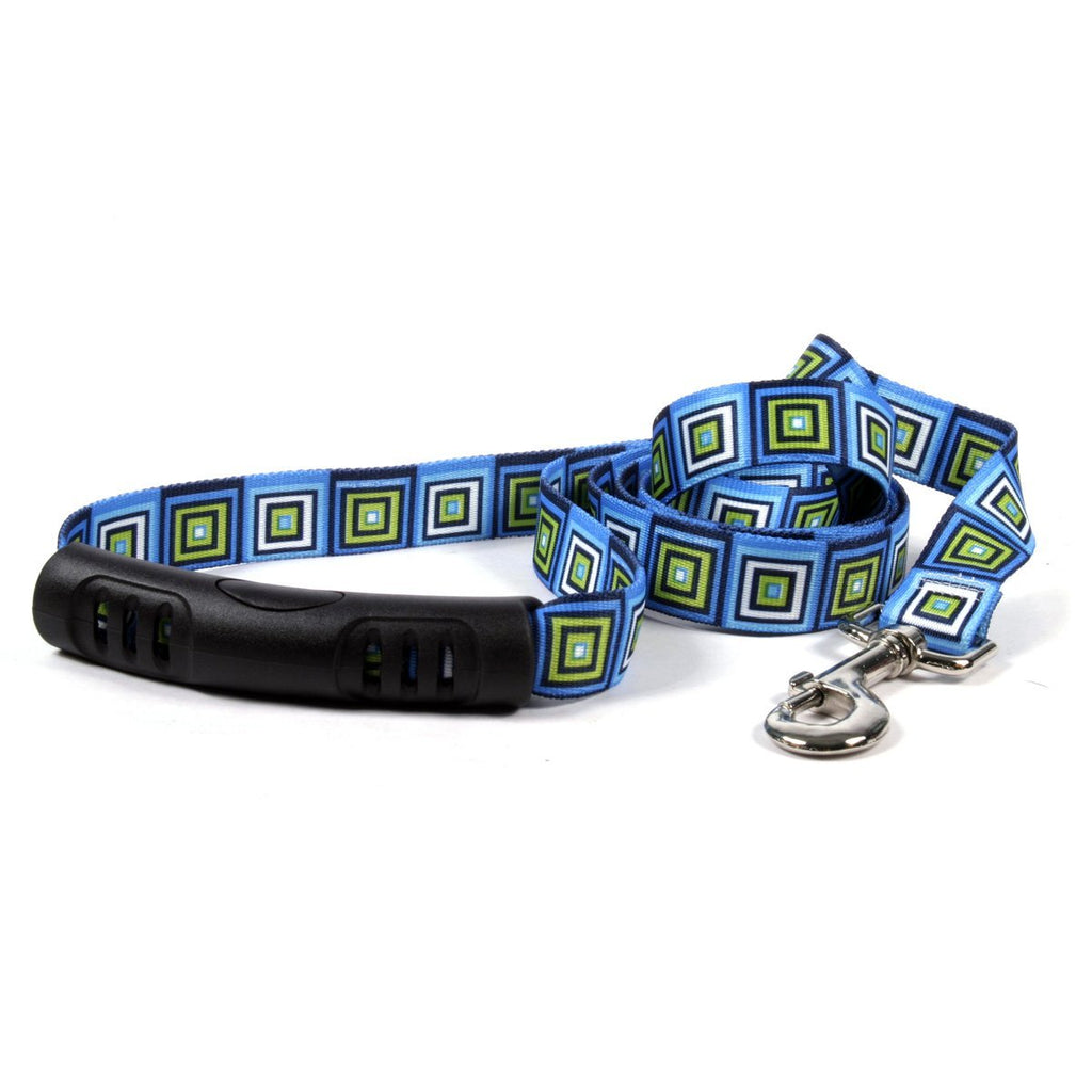 [Australia] - Yellow Dog Design Blue Blocks Ez-Grip Dog Leash with Comfort Handle 1" x 60" (5 feet) Long 