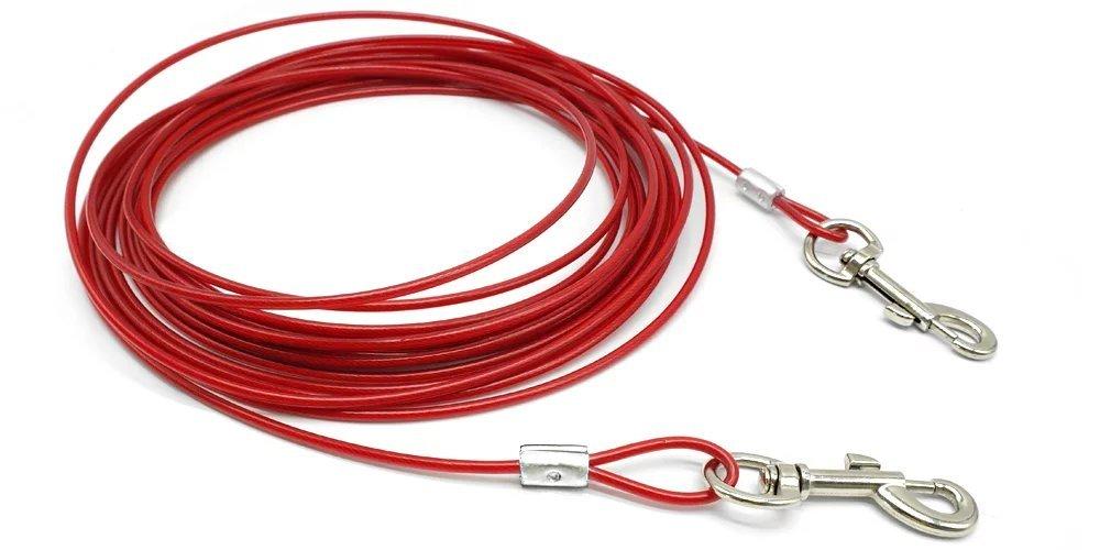 [Australia] - Beirui Premium 10'/16'/32' Dog Tie-Out Cable - Heavy Duty Dogs Chain Leashes - Perfect Pets Lead for Small & Medium Size 32 foot Red 