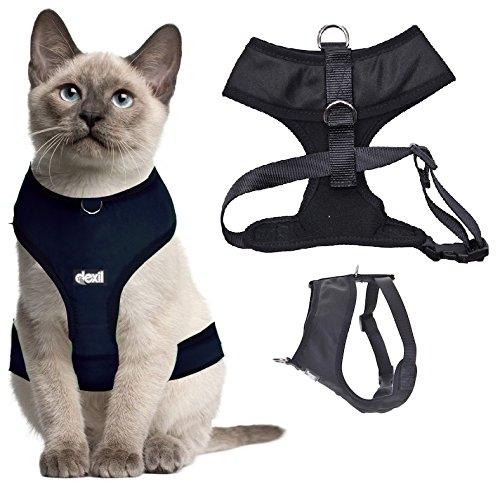 [Australia] - Dexil Luxury Cat Harness Padded and Water Resistant Small-Medium Liquorice Black 