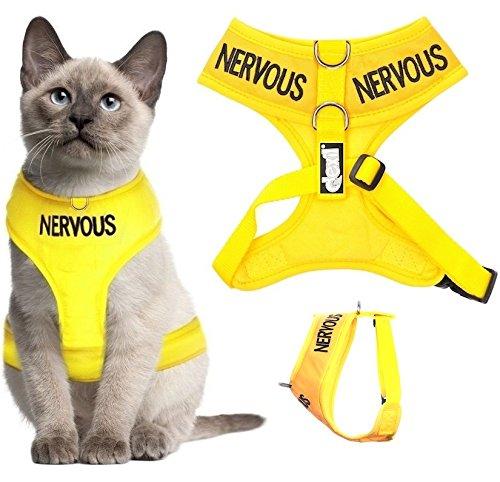 [Australia] - Dexil Color Coded Cat Harness Warning Alert Vest Padded and Water Resistant Let Others Know Your Cat in Advance Large-Xlarge Yellow NERVOUS 