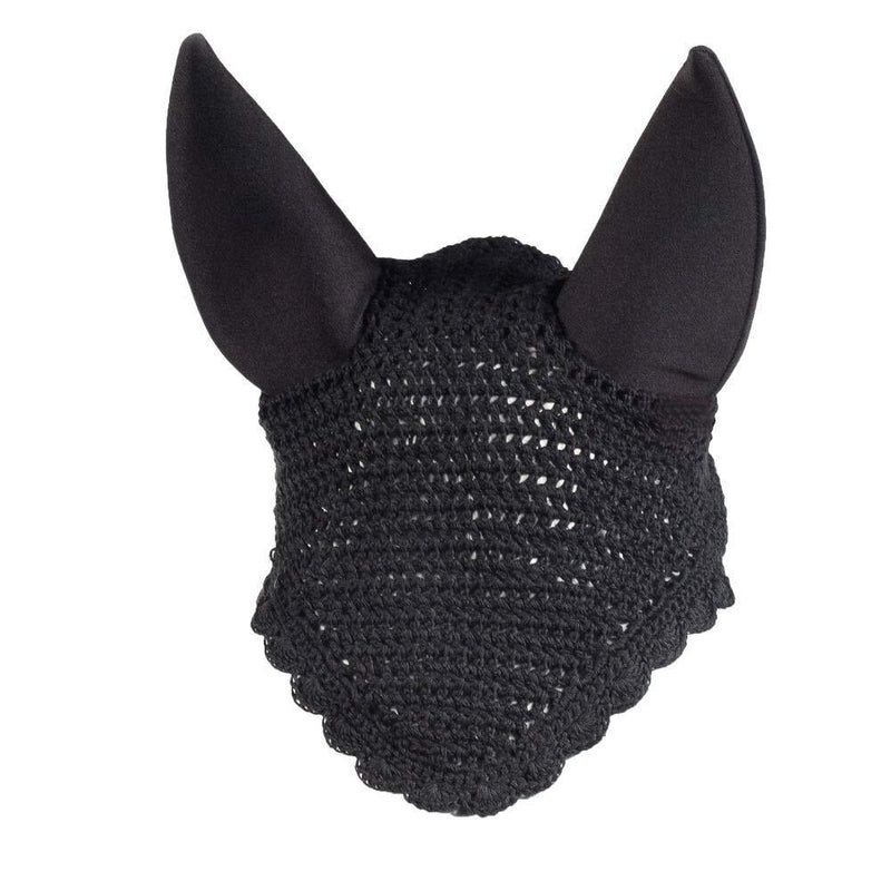 HORZE Supreme Silent Crochet Ear Net Bonnet, Silence and Fly Protection for Sensitive Horses Pony Black - PawsPlanet Australia