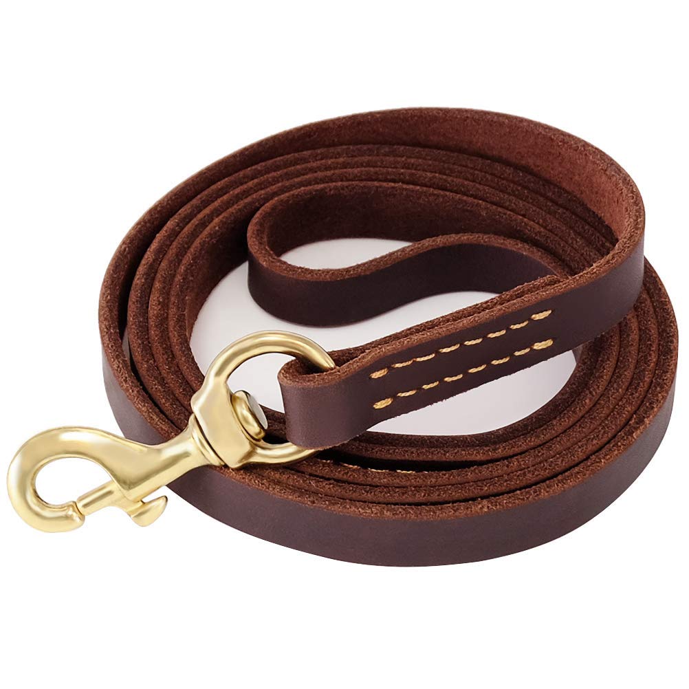 [Australia] - Fairwin Leather Dog Leash 6 Foot (5.6 Foot) - Leather Slip Collar Dog Leash - Genuine Handmade 6 ft Leather Leashes for Medium or Small Dog Training and Walking No Slip Leash 5/8" x 5.6 feet 