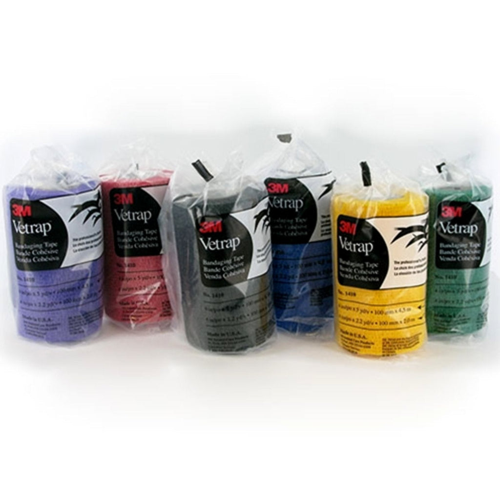 3M Vetrap Bandages. Pack x 6. One each Black, Blue, Green, Purple, Blue, Yellow - PawsPlanet Australia