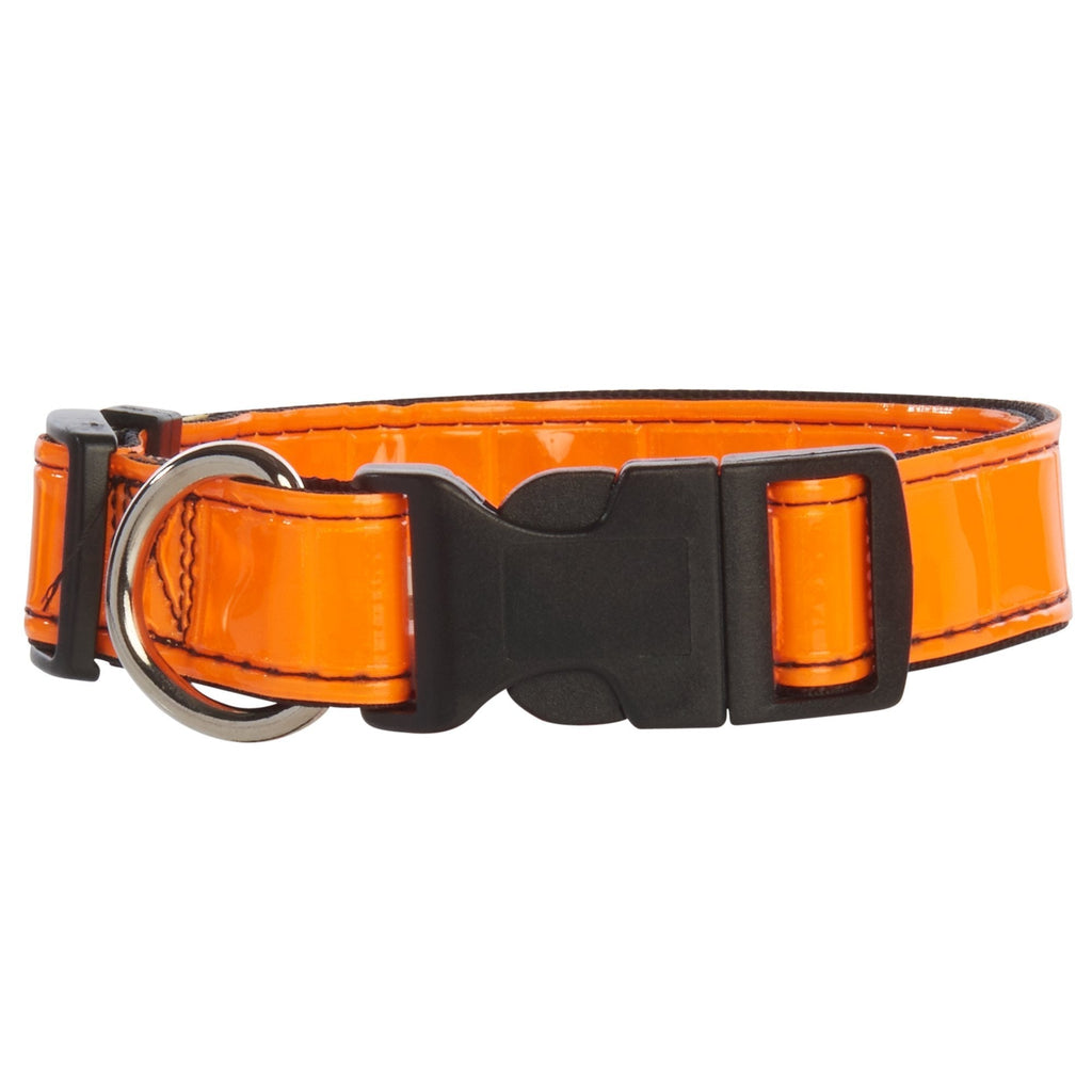[Australia] - PetNV DC-029-L Reflective Collar, Reflects Light Up to 1,500 Times Brighter Than White Fabric, 1" Wide, Large, Orange 