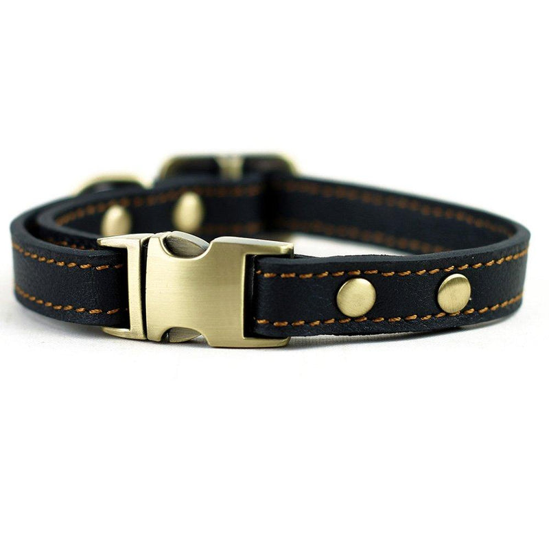 [Australia] - chede Luxury Real Leather Dog Collar- Handmade for Medium Dog Breeds with The Finest Genuine Leather Collar That is Stylish,Soft Strong and Comfortable Small black 