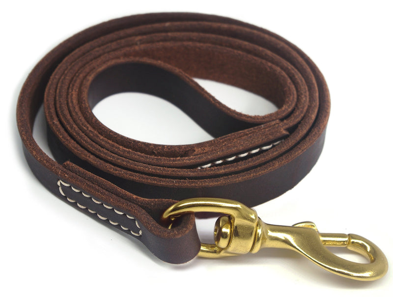 [Australia] - YOGADOG Genuine Leather Dog Training Leash. 4/6 ft Length 3/5 inch Width for Medium and Large Dogs. 6 feet 