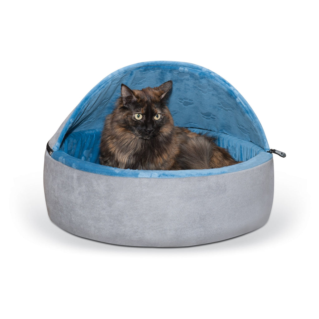 [Australia] - K&H Pet Products Self-Warming Kitty Bed Hooded Large Blue/Gray 20" 