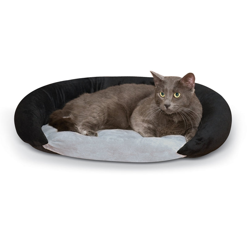 [Australia] - K&H Pet Products Self-Warming Bolster Bed Pet Bed Gray/Black Small (14" x 17") 