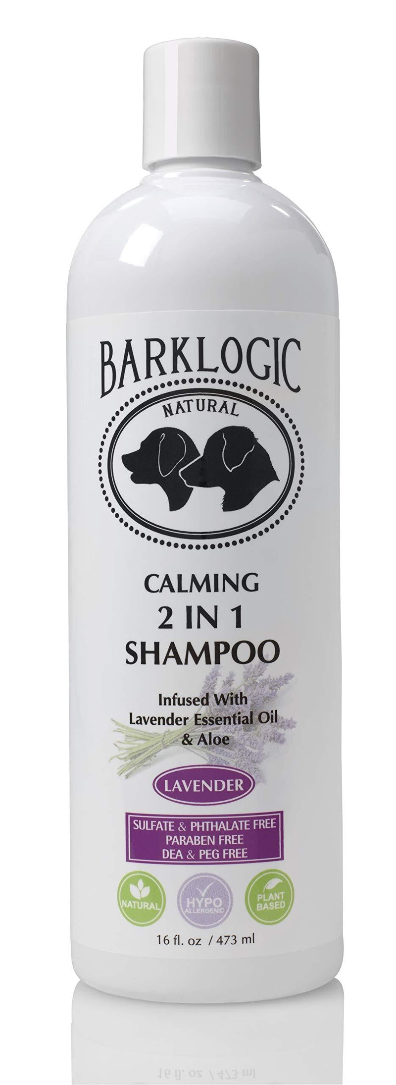 [Australia] - BarkLogic 2 in 1 Natural Dog Shampoo and Conditioner with Essential Oils, 16 oz, Hypoallergenic Plant Based Formula for Sensitive Skin Lavender 