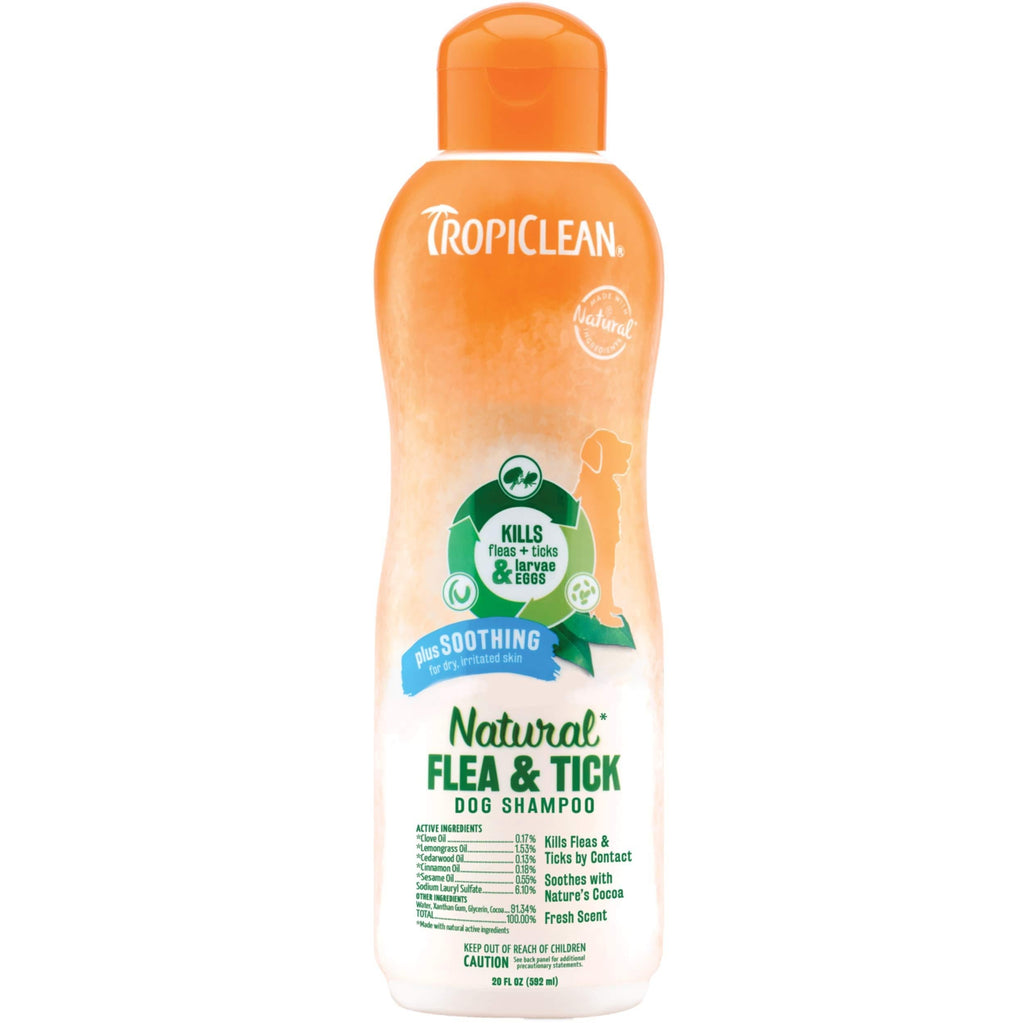 TropiClean Natural Flea & Tick Soothing Shampoo for Dogs, 20oz - Made in USA - PawsPlanet Australia