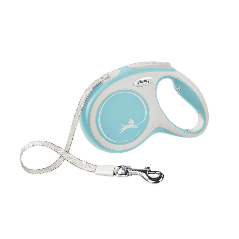 flexi New Comfort Retractable Dog Leash (Tape), 26 ft, Large, Grey / Black Blue Extra Small - 10 ft - PawsPlanet Australia