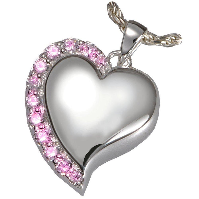 [Australia] - Memorial Gallery 3806gp Pink Shine Heart Pink Stones 14K Gold/Silver Plating Cremation Pet Jewelry Sterling Silver 