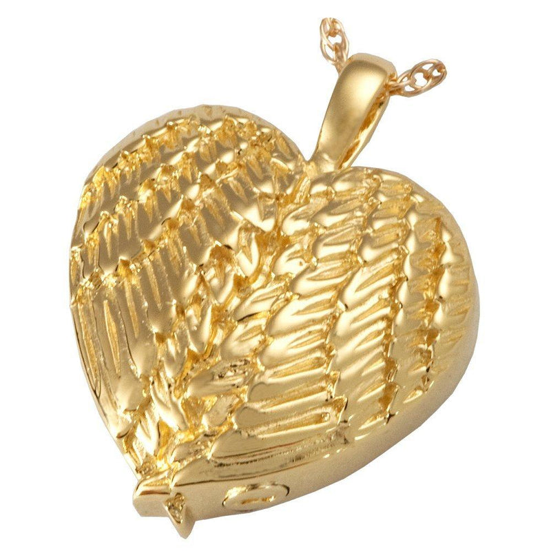 [Australia] - Memorial Gallery MG-3202gp Angel Wing Heart 14K Gold/Sterling Silver Plating Cremation Pet Jewelry Gold-Plated Sterling Silver 