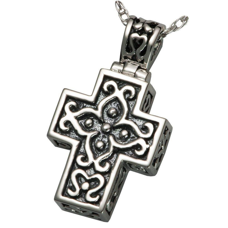 [Australia] - Memorial Gallery MG-3121gp Filigree Cross 14K Gold/Sterling Silver Plating Cremation Pet Jewelry Sterling Silver 