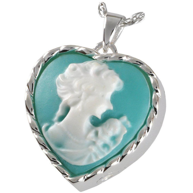 Memorial Gallery MG-3516GP Heart Cameo Marine 14K Gold/Silver Plating Cremation Pet Jewelry Sterling Silver - PawsPlanet Australia
