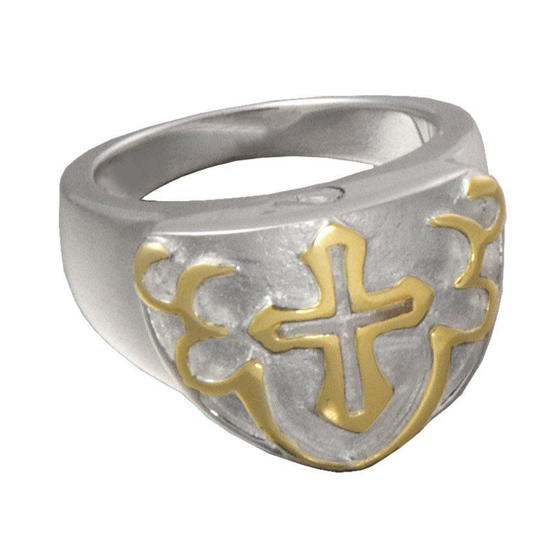 Memorial Gallery 2010bGP-10 Men's Cross Ring Black 14K Gold/Sterling Silver Plating Pet Jewelry Sterling Silver Two-Tone 13 - PawsPlanet Australia