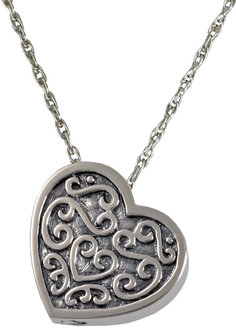 [Australia] - Memorial Gallery MG-3112gp Ornate Heart 14K Gold/Sterling Silver Plating Cremation Pet Jewelry Sterling Silver 