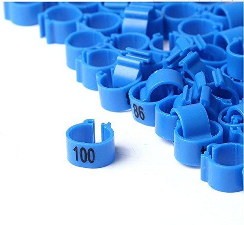 [Australia] - freen-p 100pcs/lot Color Numbered Birds Duck Chicken Leg Bands 12mm Chicken Rings blue 