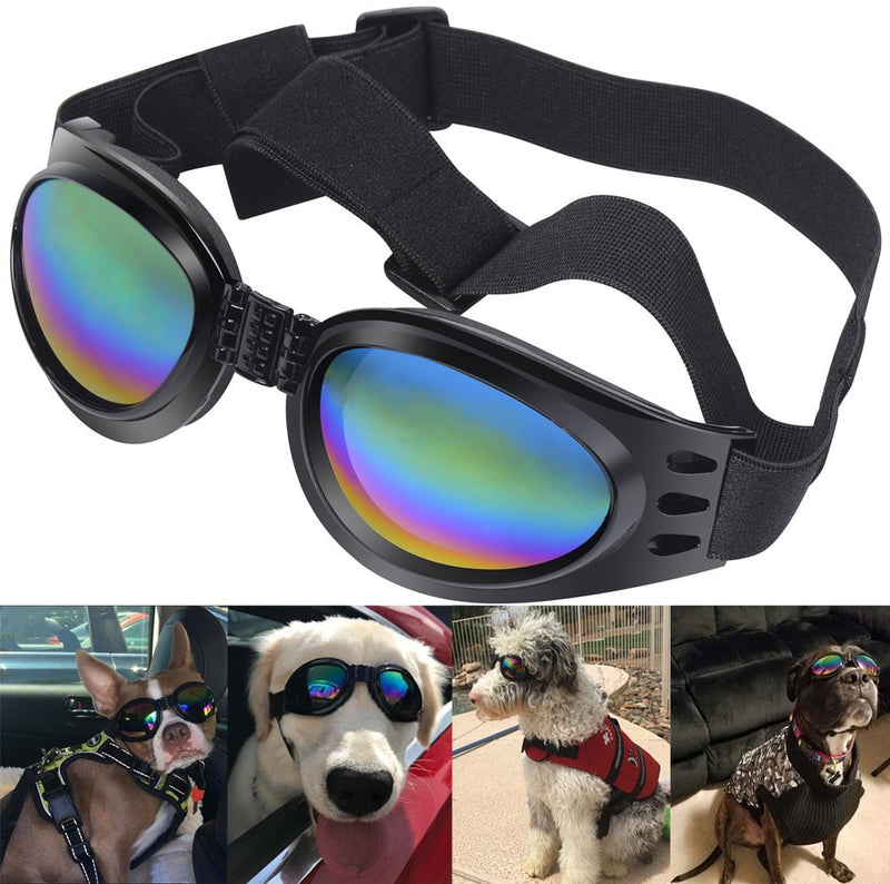 QUMY Dog Goggles Eye Wear Protection Waterproof Pet Sunglasses for Dogs About Over 15 lbs Black - PawsPlanet Australia