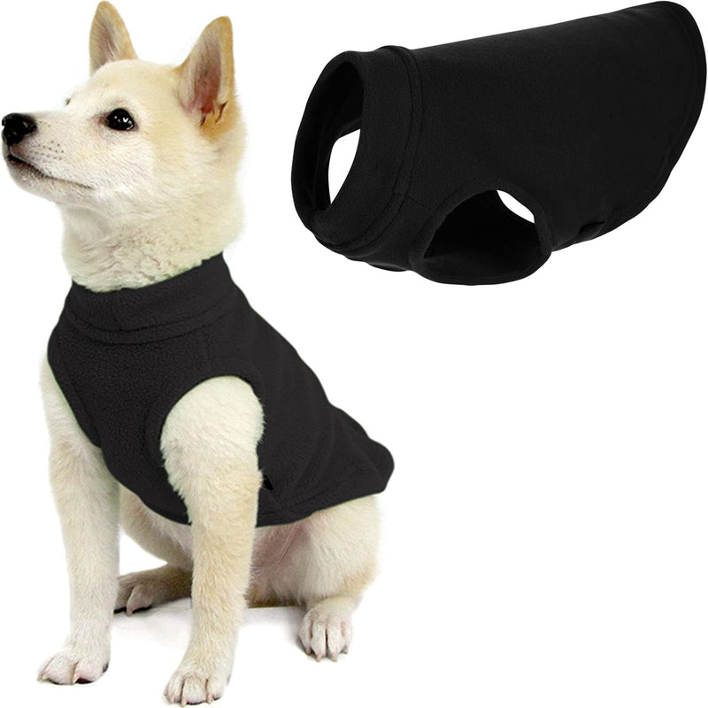 Gooby Stretch Fleece Vest Dog Sweater - Warm Pullover Fleece Dog Jacket - Winter Dog Clothes for Small Dogs Boy - Dog Sweaters for Small Dogs to Dog Sweaters for Large Dogs for Indoor and Outdoor Use Black X-Small Length (7") - PawsPlanet Australia