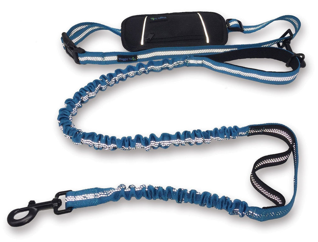 [Australia] - Wagtime Club Hands Free Bungee Dog Leash - Smart 3-in-1 Design For Running, Hiking, or Walking with Durable Dual Handles, SmartPhone Pouch, Reflective Stitching, 4FT Length for Medium to XLarge Dogs - 